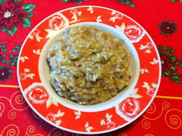 Risotto con porri e salsiccia di vitello
