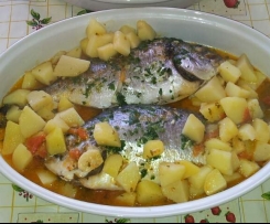 Orate con patate e pomodorini