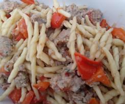 Trofie con salsiccia e peperoni