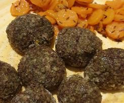 Polpettine radicchio e robiola con carote al cumino