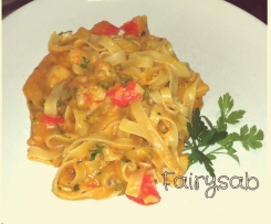 Pasta risottata gamberi, polpa di granchio e zucchine