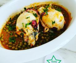 Seppie ripiene con contorno di piselli