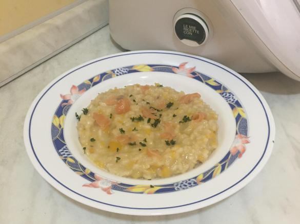 Risotto al salmone con peperoni gialli