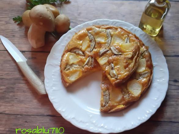 Frittata con porcini freschi pancetta e patata a modo mio
