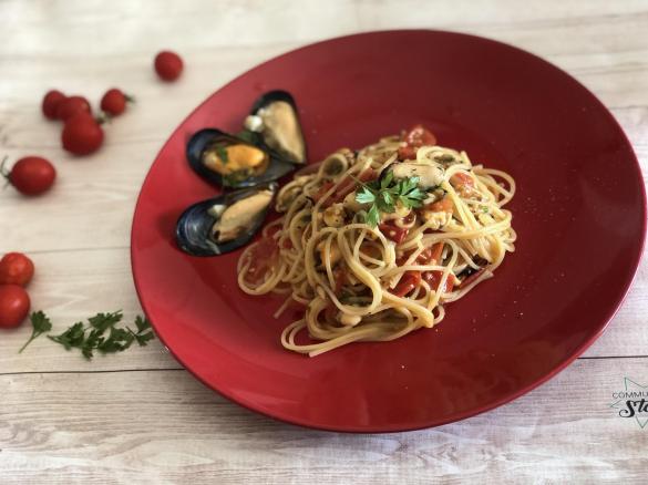 Spaghetti risottati con cozze
