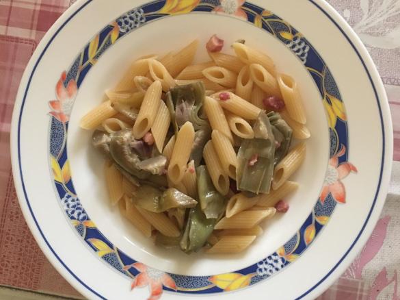Pasta ai carciofi e pancetta light