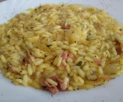 Risotto pere, speck e zafferano