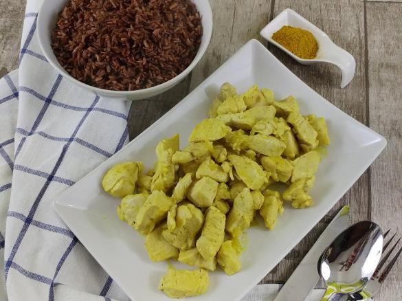 pollo al curry con riso rosso