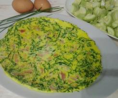 Frittata con erba cipollina e prosciutto