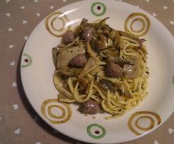 Troccoli con porcini, carciofi e salsiccia di Bra