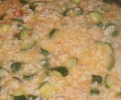 Risotto speck,zucchine,gamberetti e pomodoro