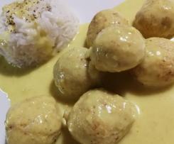 Polpettine di ricotta cotte a Varoma con salsa al curry e riso basmati