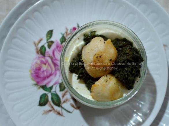 Crema di Burrata, Spinaci e Capesante