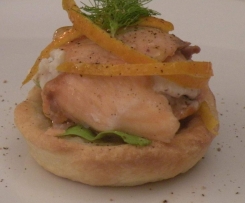 Cestini croccanti con cernia e salmone
