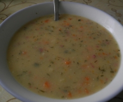 La zuppa di piselli e speck