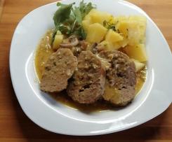 polpettone con patate e sugo di funghi