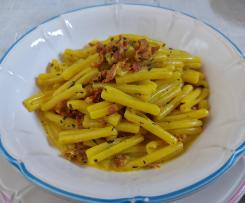 Caserecce risottate con ragù di coppa e zafferano