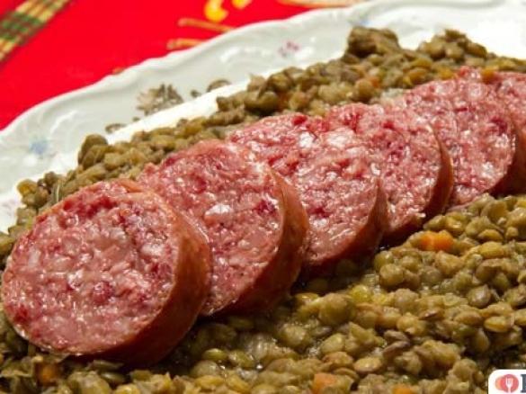 Variante di Cotechino con Lenticchie