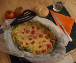 Frittata aromatica alla menta con salsiccia e pomodorini
