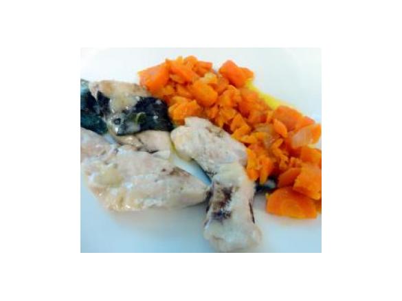 Fettine di pollo all'aceto balsamico con carote stufate