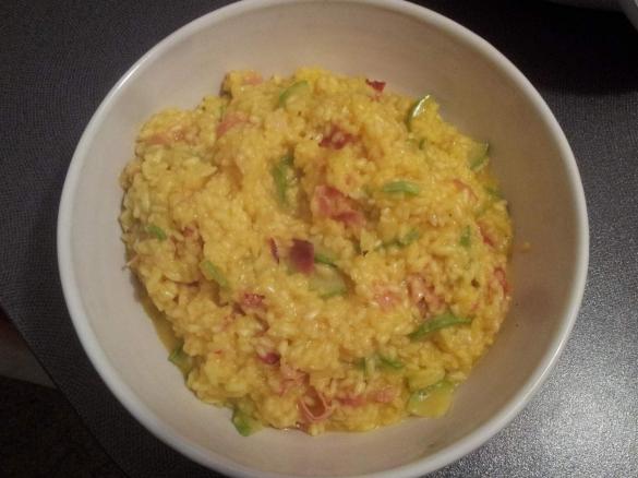 Risotto allo speck, zucchine e zafferano