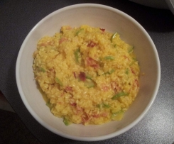 Risotto allo speck, zucchine e zafferano