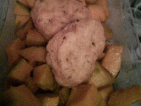 frittelle di ceci e merluzzo con zucca al rosmarino