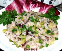 Risotto con radicchio, piselli e zucchine