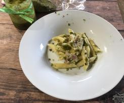 Pennette pistacchio ricotta e pancetta