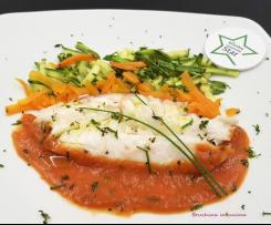 Scorfano al vapore con verdure