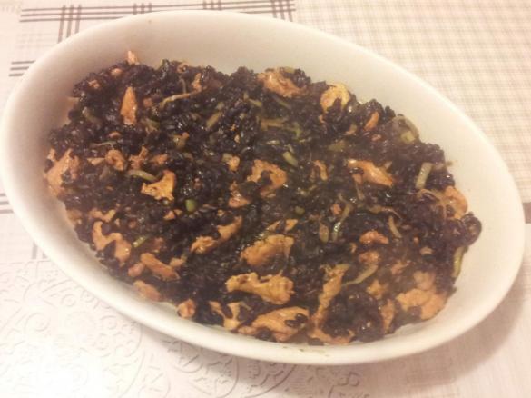 Riso Venere al salmone e porri