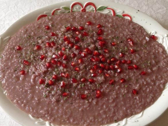 Risotto al melograno e vino rosso