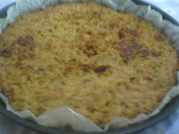 Torta di riso con fave e zucchine