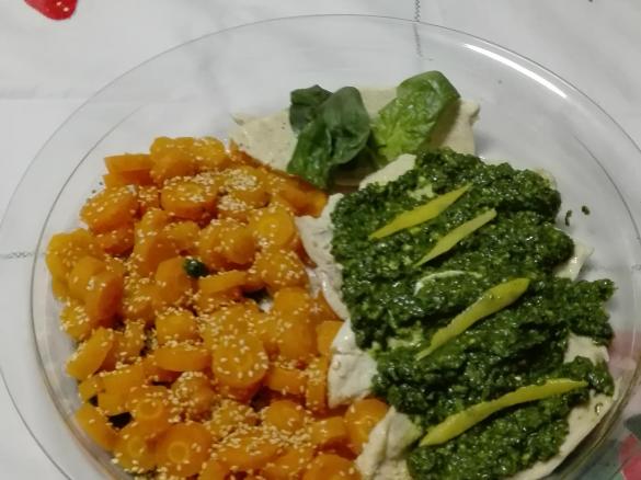 Fettine di Pollo con carote e dressing agli spinacini - contest La Magia del Vapore -