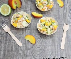 Antipasto con Gamberetti Pesca e Cuore di Palma (contest pesche )