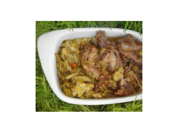 BOCCONCINI DI CONIGLIO AI  FUNGHI E VERZA