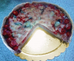 Torta di patate, prosciutto e pomodorini