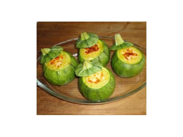 Zucchine tonde con orzotto zafferano e scamorza