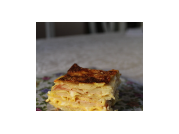 Lasagnette gratinate con sedano rapa e prosciutto cotto