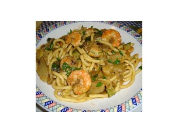 Troccoli carciofi zucchine e mazzancolle