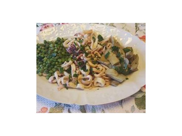 CALAMARI AL VAPORE CON CUORI DI CARCIOFO E PISELLI (CONTEST MULTILIVELLO