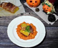Polpettone di zucca bardato allo speck con sugo ai funghi "STAFFETTA HALLOWEEN"