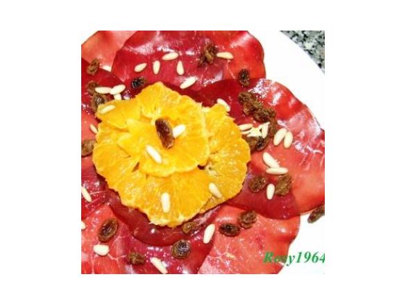 Bresaola all'Arancia con Uvetta e Pinoli