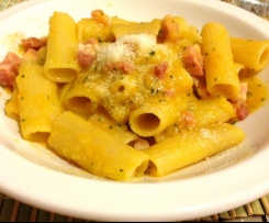 PASTA RISOTTATA CON CREMA DI ZUCCA, ZUCCHINE E PANCETTA