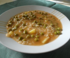 Minestra riso, piselli e patate