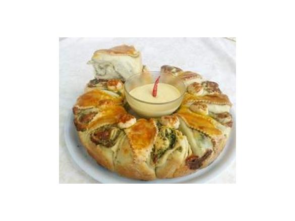 torta salata Margherita di spinaci con salsa all’aglio