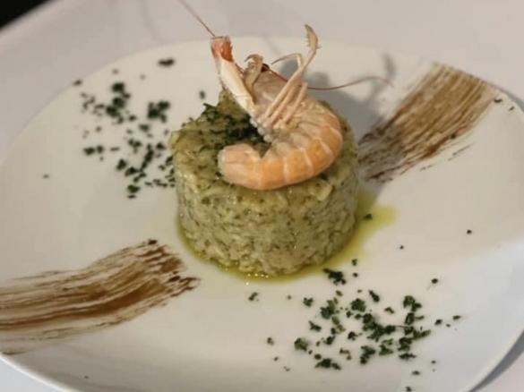 Risotto crema di scampi pesto e Philadelphia