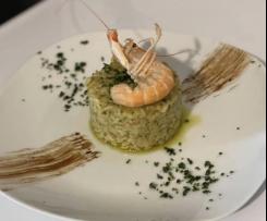 Risotto crema di scampi pesto e Philadelphia