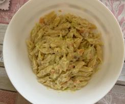 Pasta con crema di porri e salmone