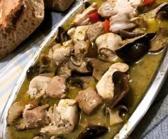 Spiedini al Varoma con funghi cardoncelli al guazzetto
